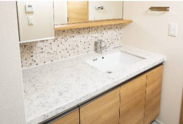 Brillia 上野 Garden　Powder Room　洗面・トイレ　偏芯ボウル＆一面鏡+収納ボックス