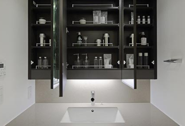 Brillia City 西早稲田　Powder Room　洗面・トイレ　センターボウル＋洗面鏡