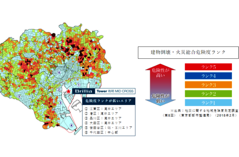 Brillia Tower 有明 MID CROSS　危険度が低いエリア