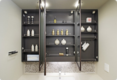 Brillia 辰巳 CANAL TERRACE　Bath Room　浴室・洗面・トイレ　三面鏡裏収納