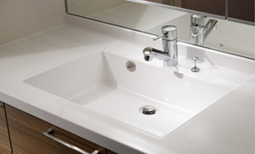 Brillia 青葉荏田　Powder Room　洗面　天板一体型カウンター