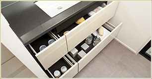 Brillia 品川大井町　Powder Room&Rest Room　洗面＆トイレ　スライド収納