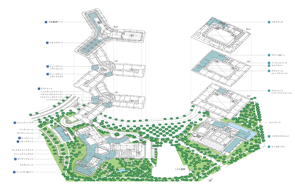 スカイズ タワー＆ガーデン　共用施設配置図
