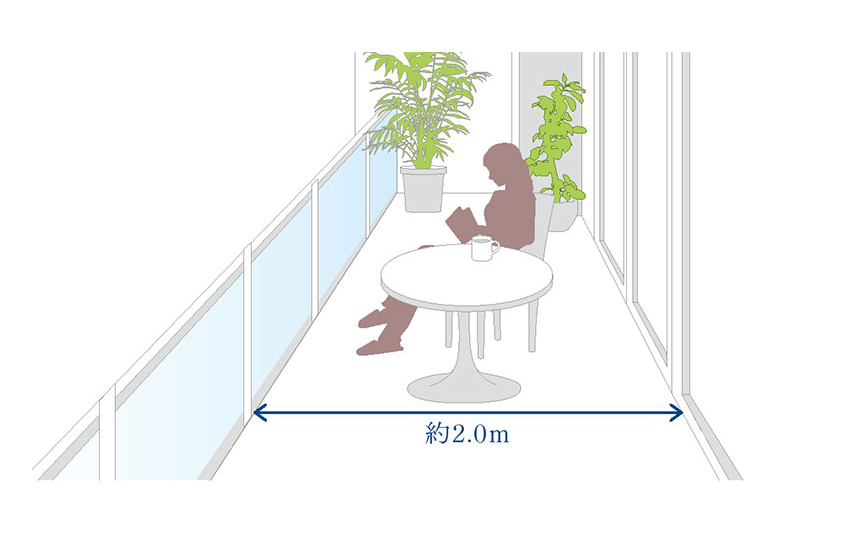 スカイズ タワー＆ガーデン　奥行約2mのバルコニー