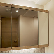 Brillia 駒込六義園　Dressing Room　洗面室　木枠付三面鏡