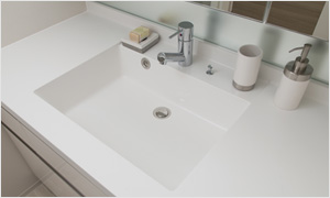 Brillia 王子神谷　Powder Room　パウダールーム　アクリル人造大理石カウンター