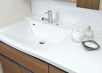Brillia 上野松が谷　Powder Room　洗面　人造大理石一体型カウンター