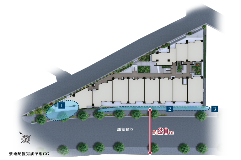 Brillia 早稲田諏訪通り　緑とつながるランドスケープ