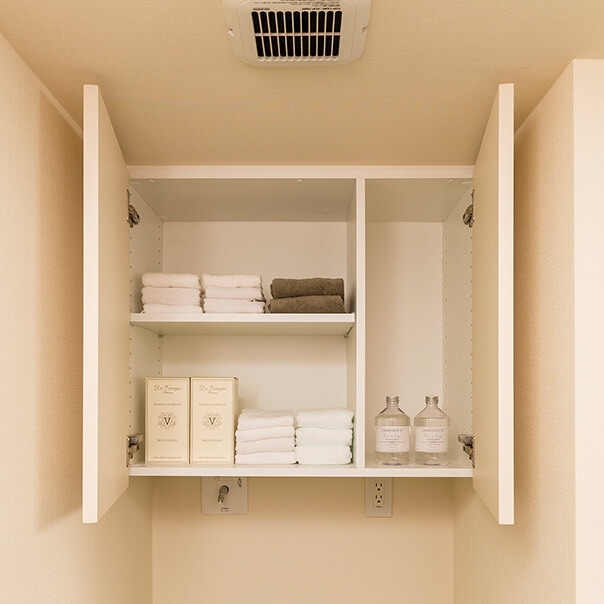 Brillia Tower 上野池之端　Dressing Room　洗面室　洗濯機置場上部吊戸棚