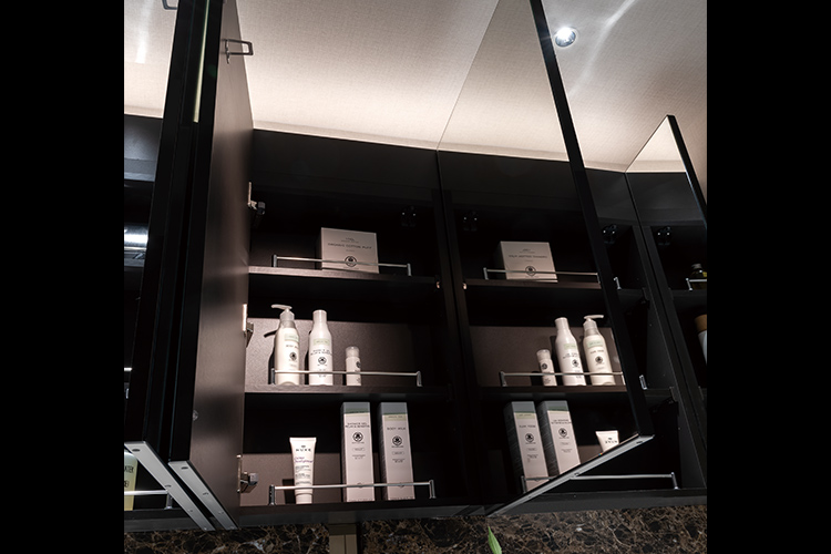 Brillia 高輪 REFIR　Powder Room　洗面・トイレ　鏡裏収納付デザインミラー